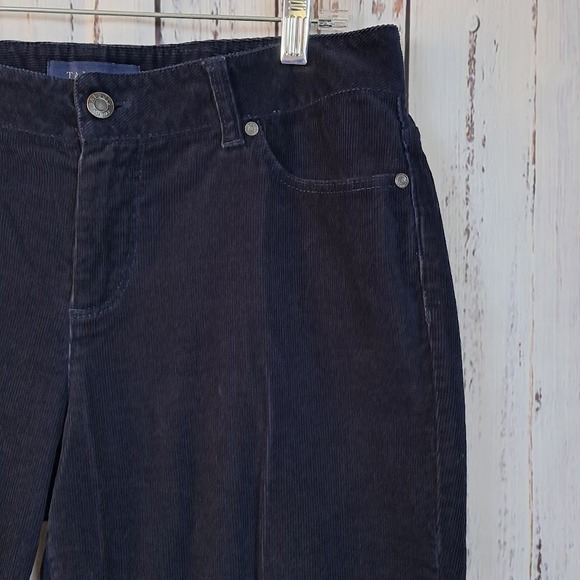 TALBOTS 10P Petite Curvy Fit Fine Wale Corduroy Pants Navy Blue Bootcut Classic - Picture 5 of 9
